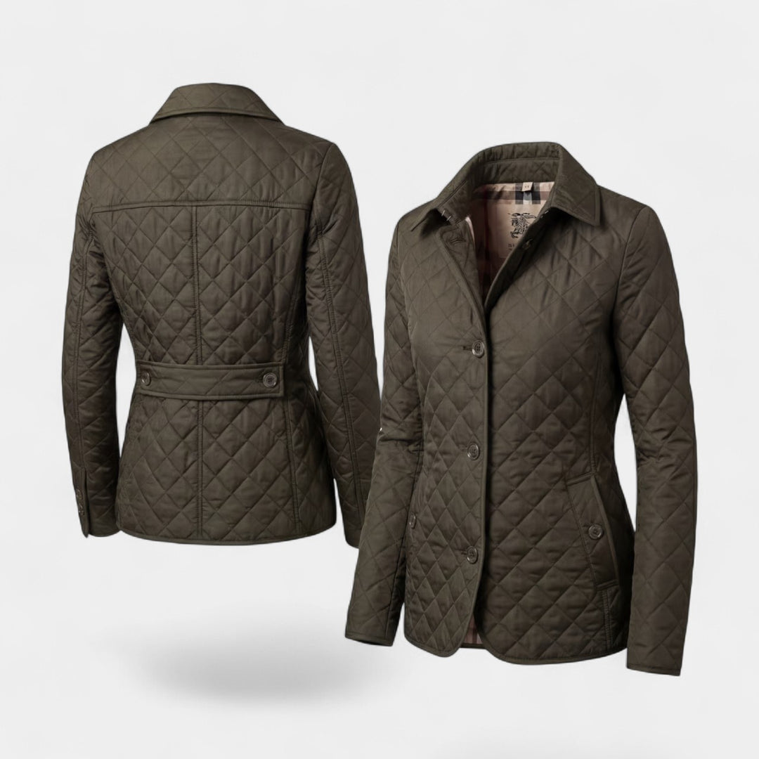 Veste matelassée femme à revers en coton rembourré – Coupe ajustée structurée