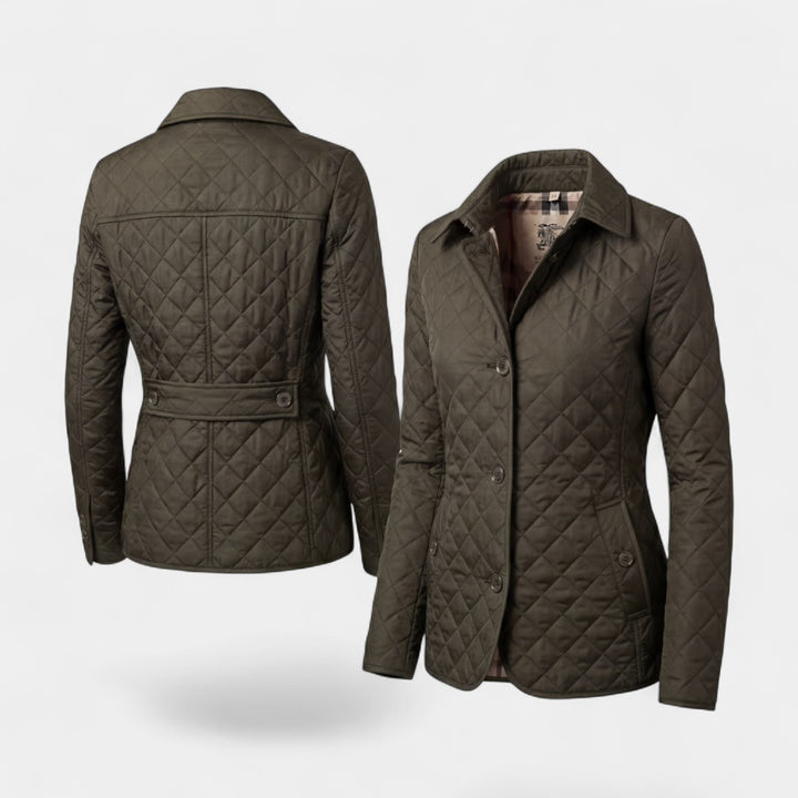Veste matelassée femme à revers en coton rembourré – Coupe ajustée structurée