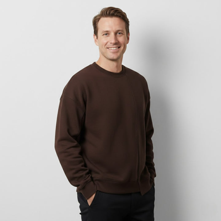 Pull homme en coton mélangé – Coupe décontractée col rond