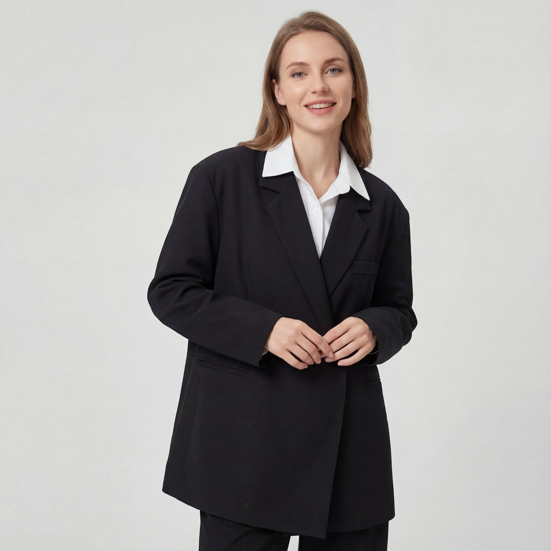 Struktureret bomuldsblazer til kvinder – afslappet oversize-pasform