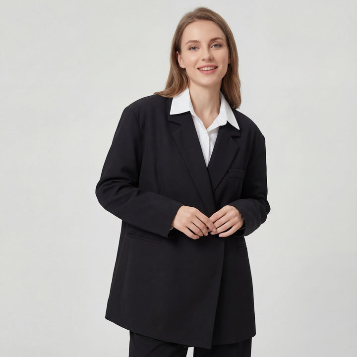 Struktureret bomuldsblazer til kvinder – afslappet oversize-pasform