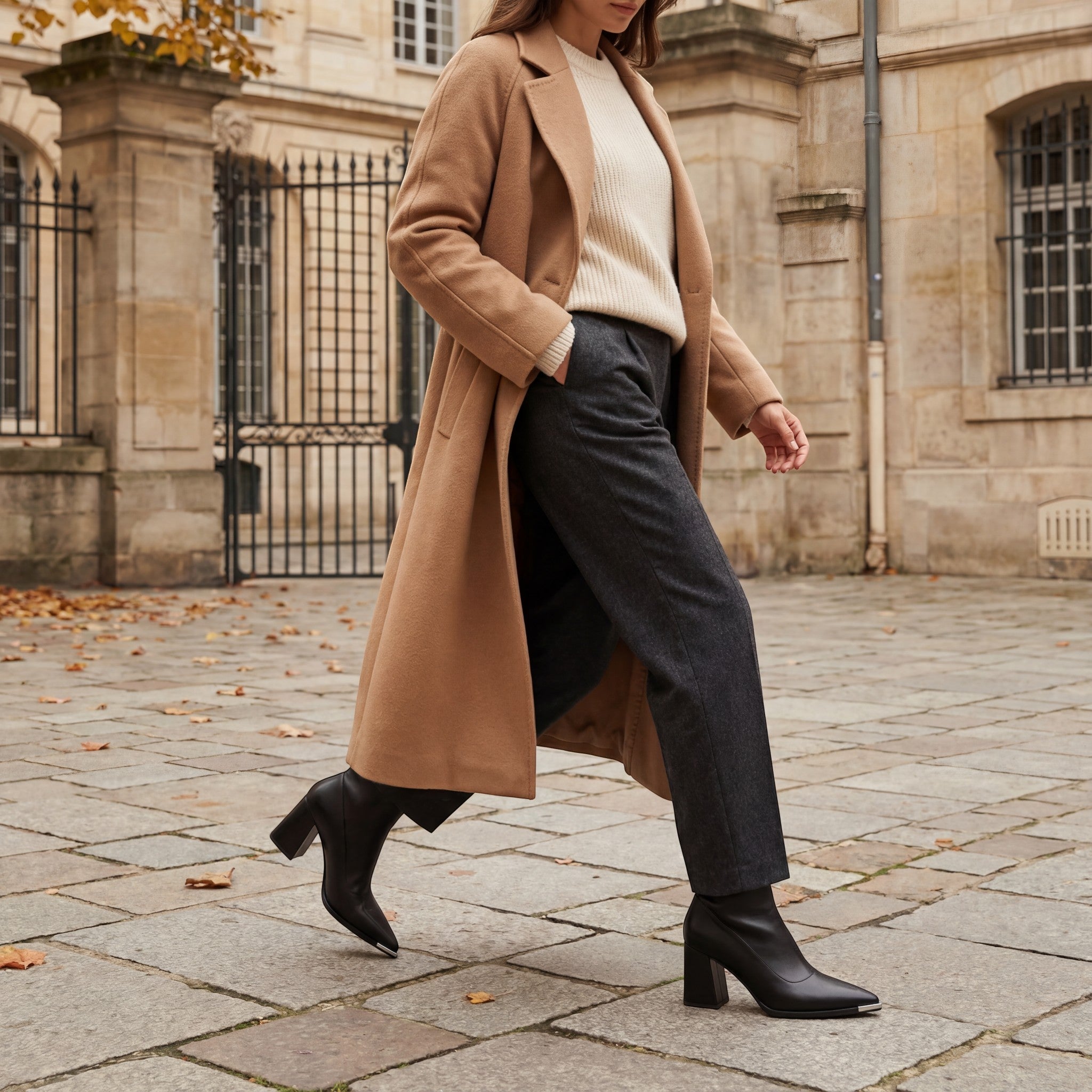 Riche | Bottes à Talon Haut en Cuir à Bout Pointu Doublées Polaire pour Femme