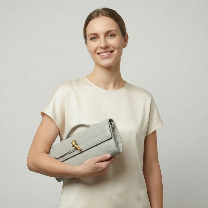 Women's leather clutch bag – Removable shoulder strap