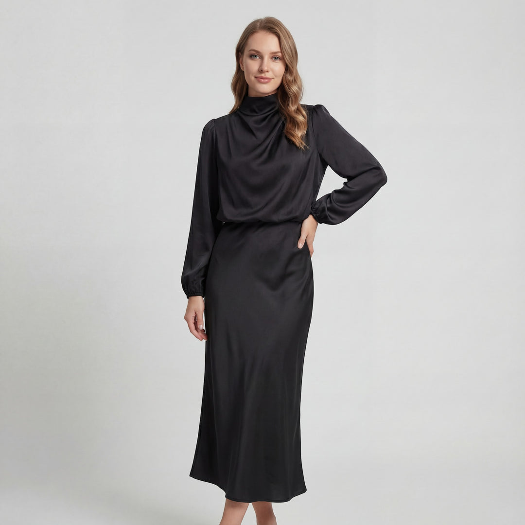 Riche | Satin-Kleid mit Halterkragen für Damen