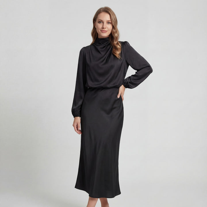 Riche | Satin-Kleid mit Halterkragen für Damen