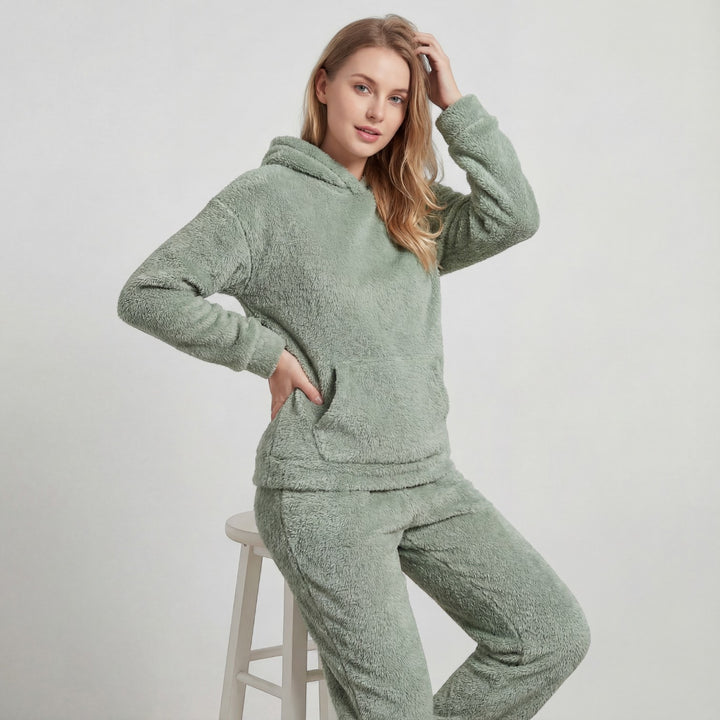 Riche | Women's Fleece Lounge Set with Hood and Elastic-Waist Pants