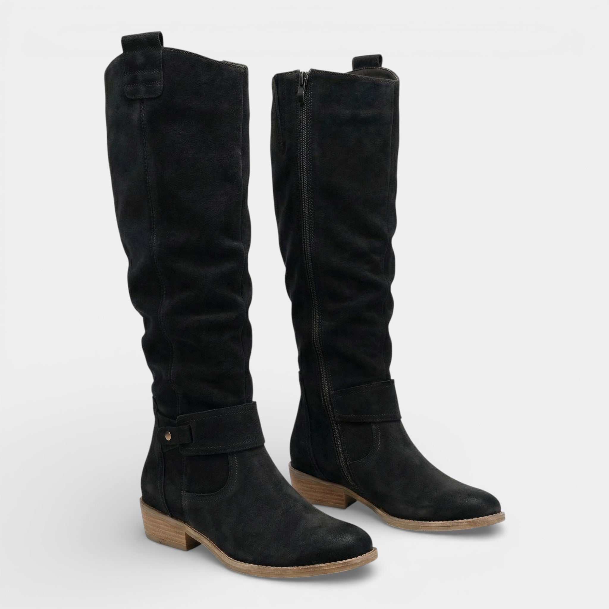 Riche | Bottes hautes en suédine à talon bas pour femme