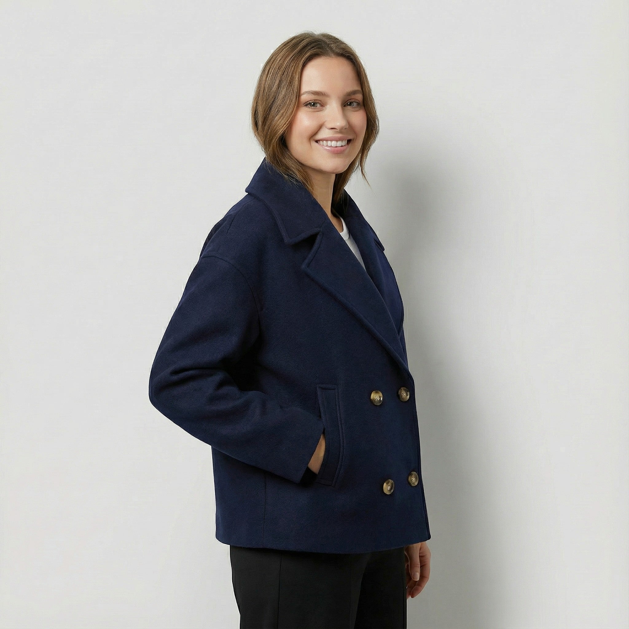 Riche | Manteau court croisé femme en laine