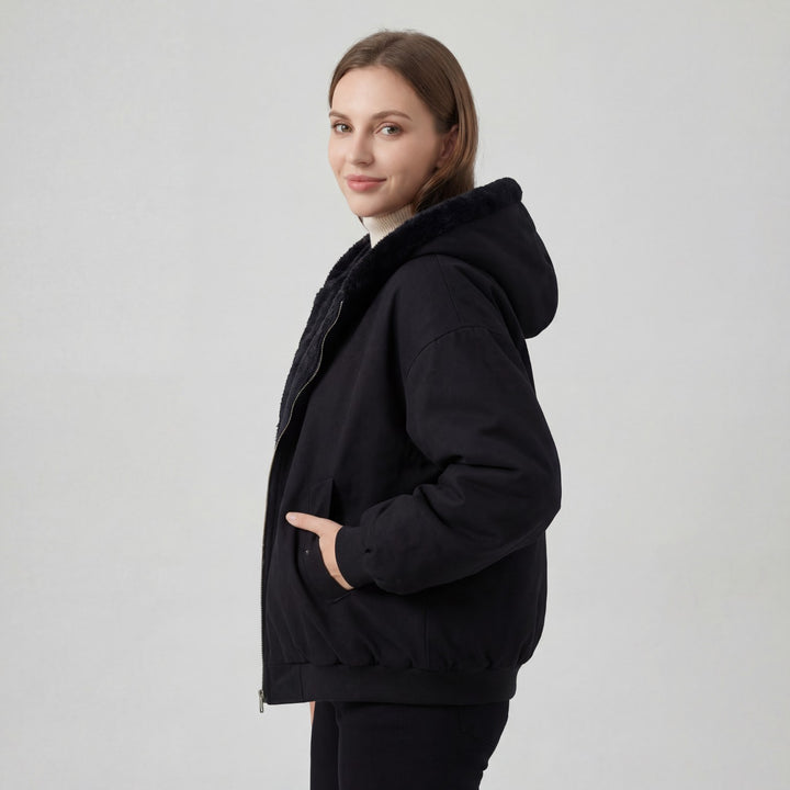 Riche | Vendbar Hættetrøje til Kvinder i Plysstof