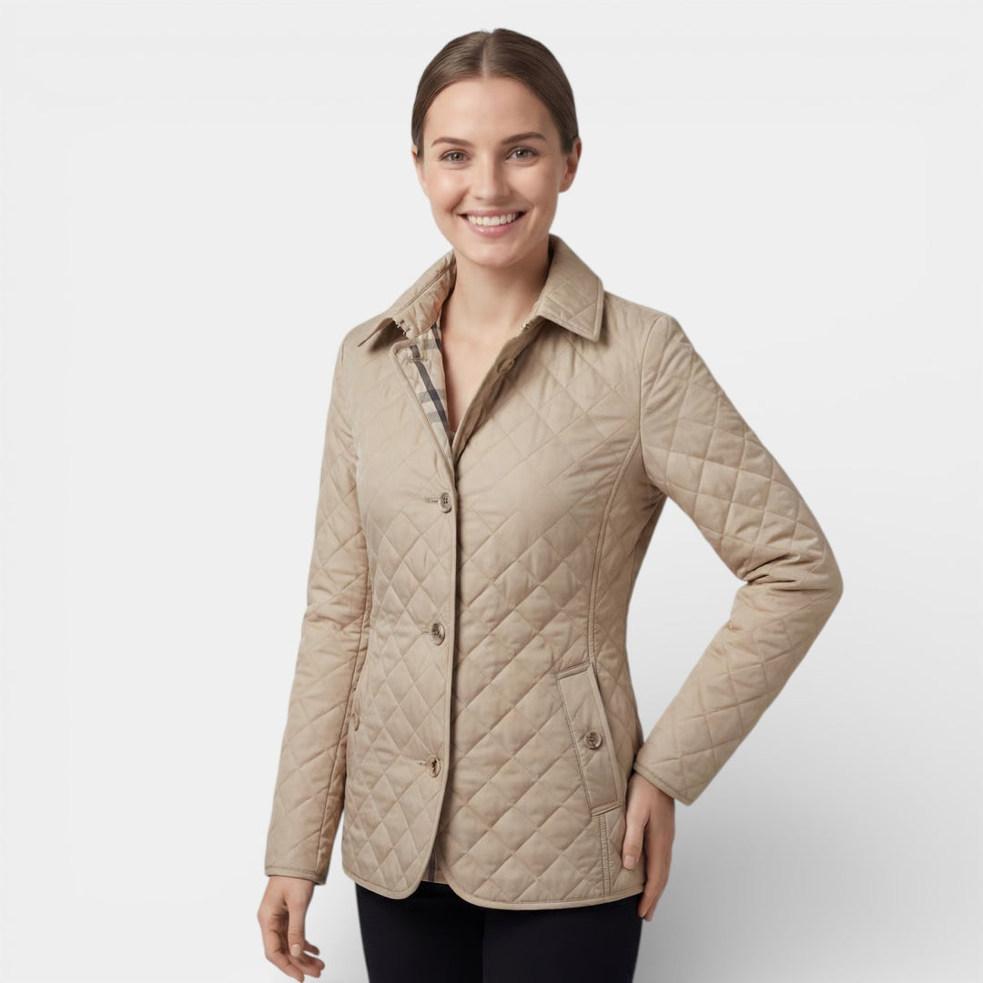 Veste matelassée femme à revers en coton rembourré – Coupe ajustée structurée