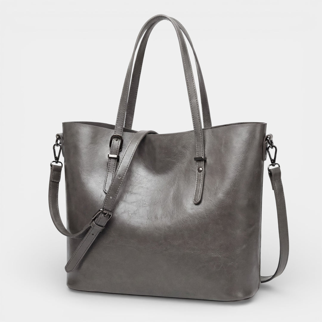 Einfache Ledertasche für Damen – Großes Fassungsvermögen