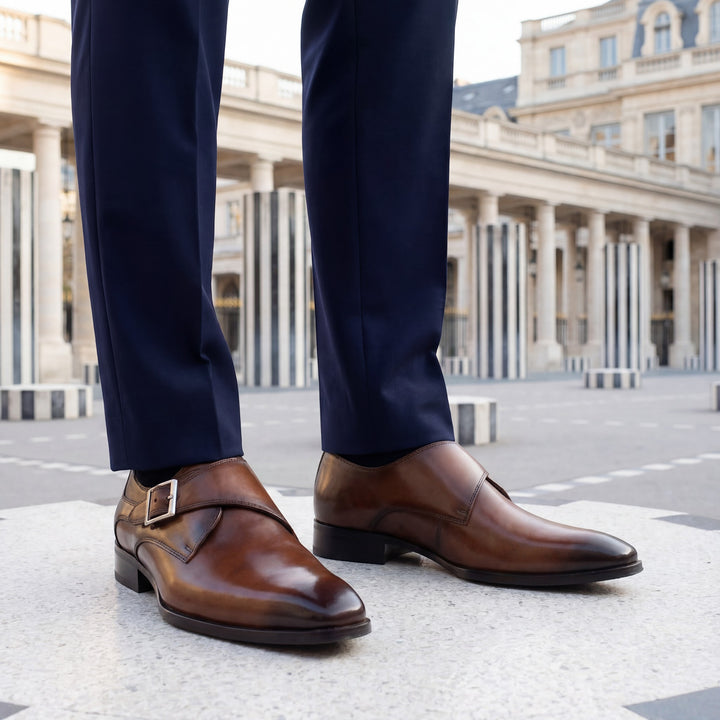 Chaussures formelles homme en cuir de vachette – Bout carré coupe structurée