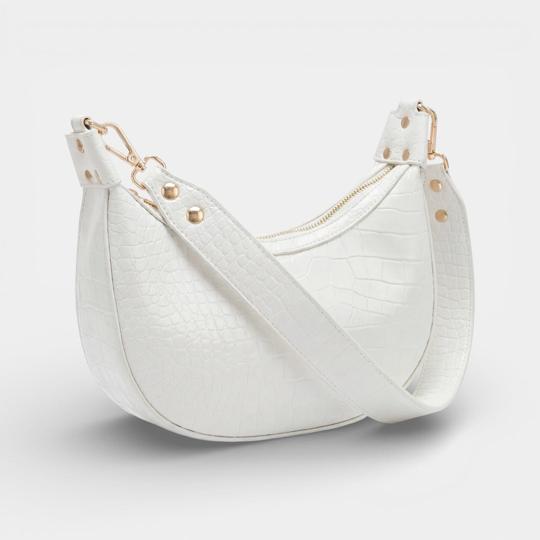 Umhängetasche aus strukturiertem Leder für Damen – Baguette-Form