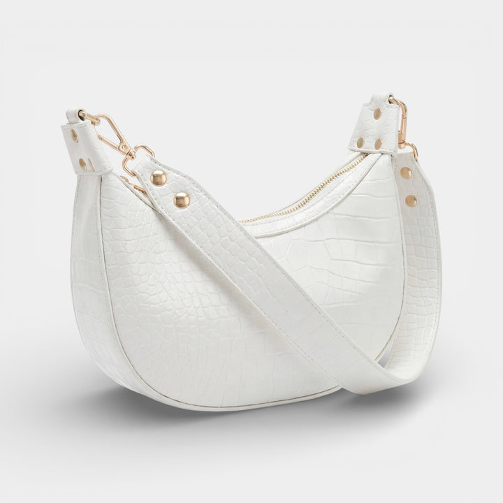 Umhängetasche aus strukturiertem Leder für Damen – Baguette-Form
