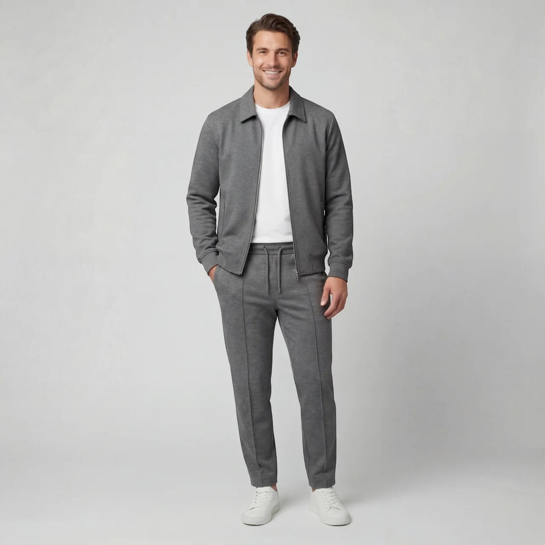 Herresæt med jakke og bukser i bomuldsblanding – Slim fit