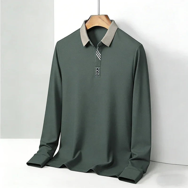 Polo Homme en Coton – Manches Longues Col Classique