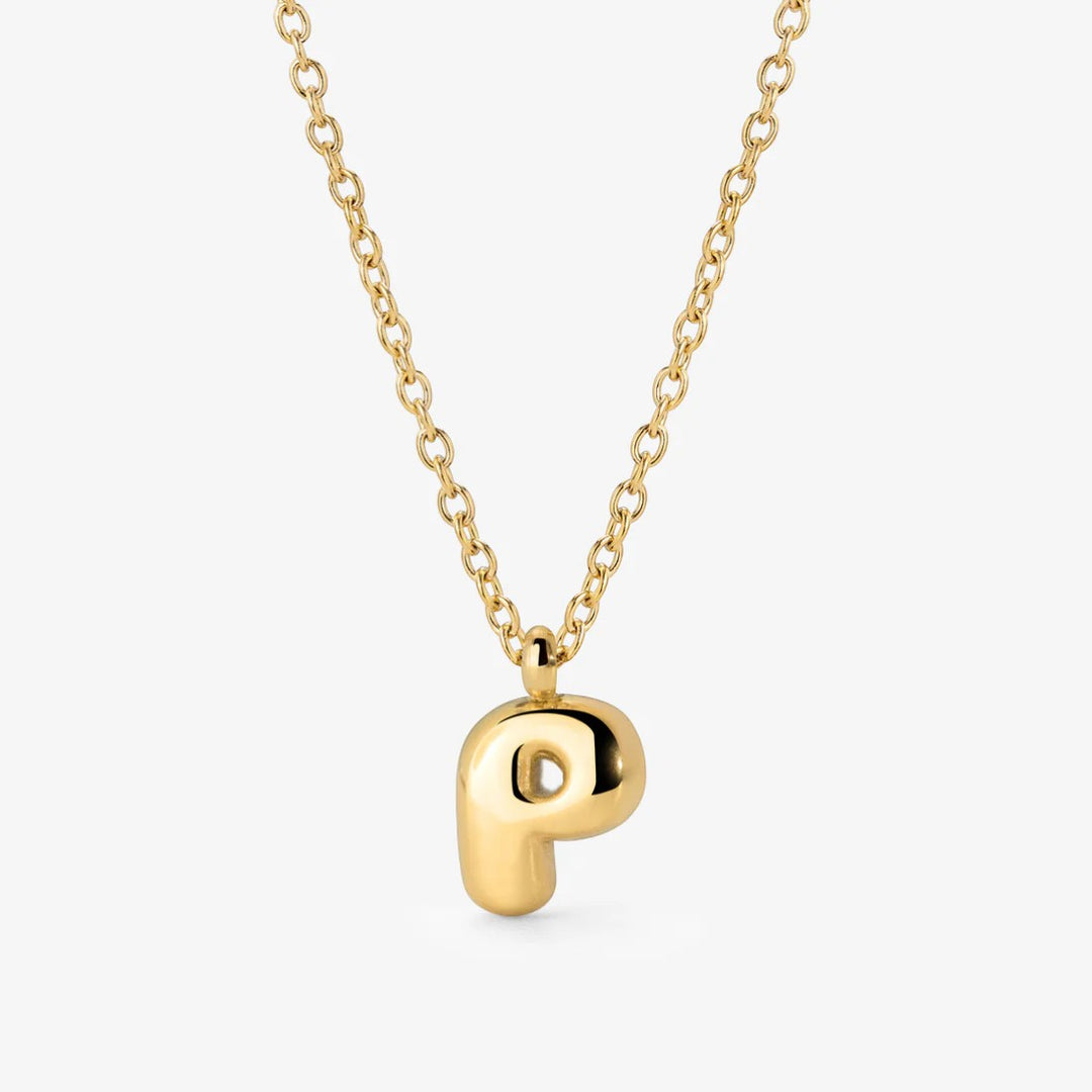 Collier Initiale Plaqué Or pour Femme – Pendentif Lettre Bubble