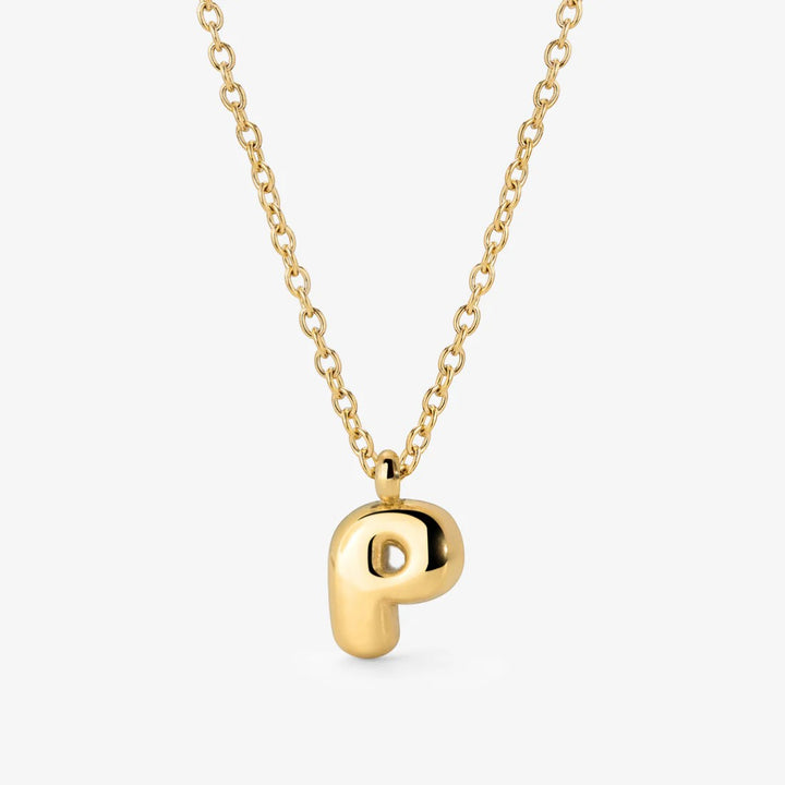 Collier Initiale Plaqué Or pour Femme – Pendentif Lettre Bubble