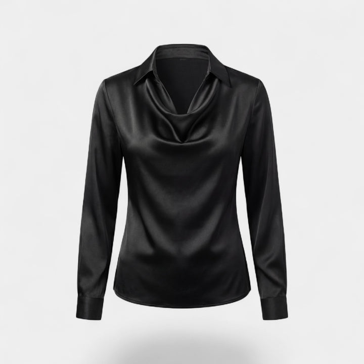 Chemisier drapé en satin pour femme – Coupe élégante décontractée