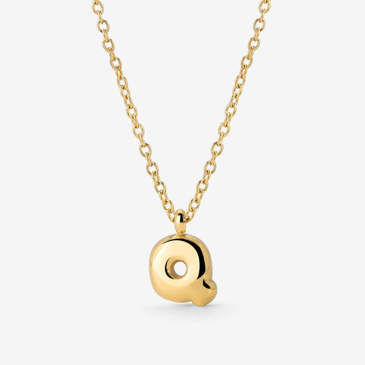 Collier Initiale Plaqué Or pour Femme – Pendentif Lettre Bubble