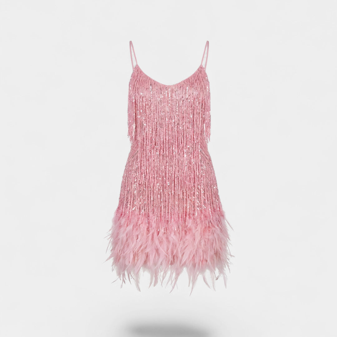Mini-Kleid mit Fransen für Damen – Figurbetonte Passform