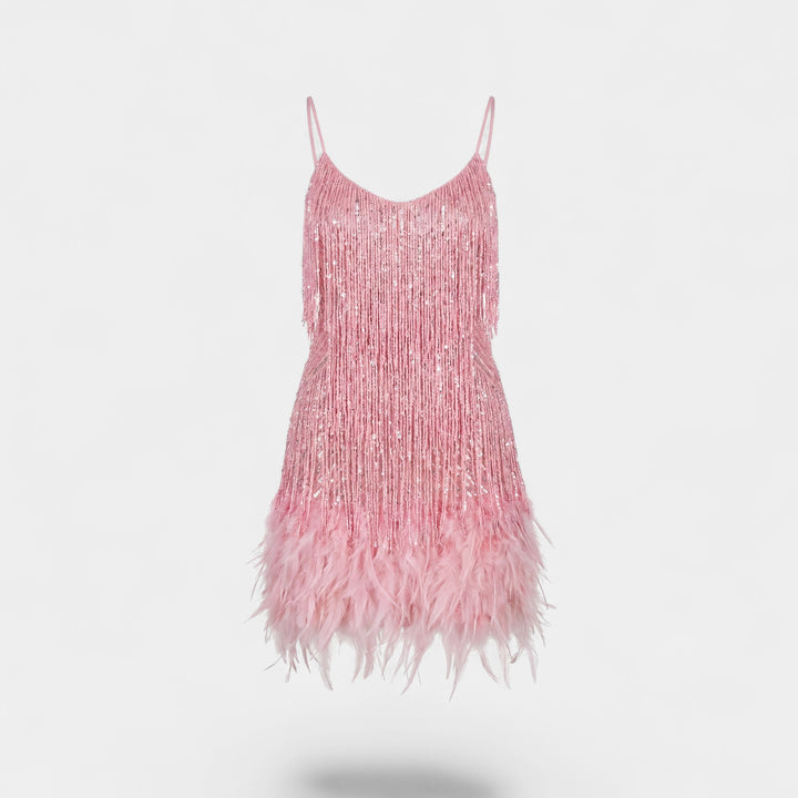 Mini-Kleid mit Fransen für Damen – Figurbetonte Passform