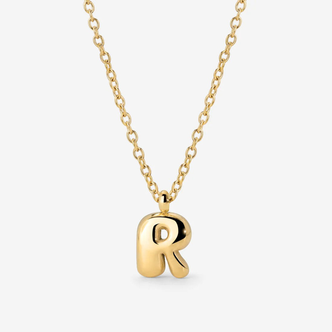 Collier Initiale Plaqué Or pour Femme – Pendentif Lettre Bubble
