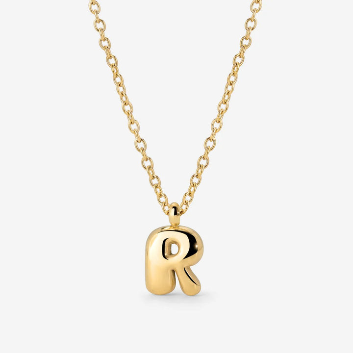 Collier Initiale Plaqué Or pour Femme – Pendentif Lettre Bubble
