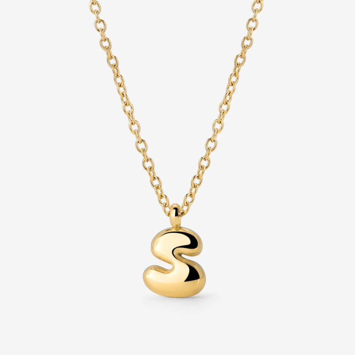 Collier Initiale Plaqué Or pour Femme – Pendentif Lettre Bubble
