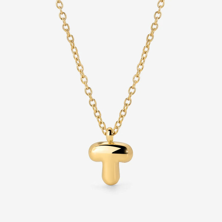 Collier Initiale Plaqué Or pour Femme – Pendentif Lettre Bubble