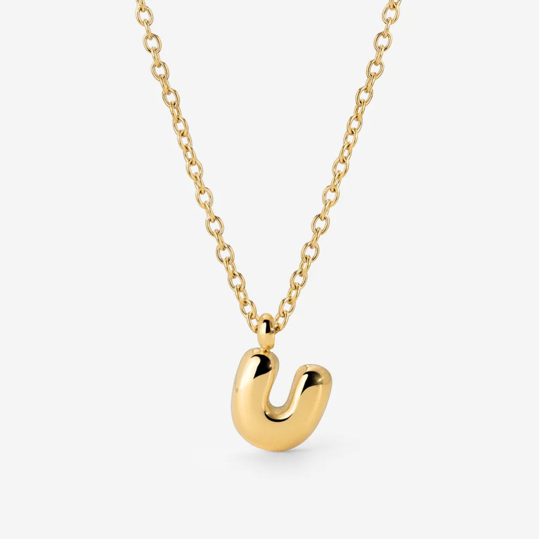 Collier Initiale Plaqué Or pour Femme – Pendentif Lettre Bubble