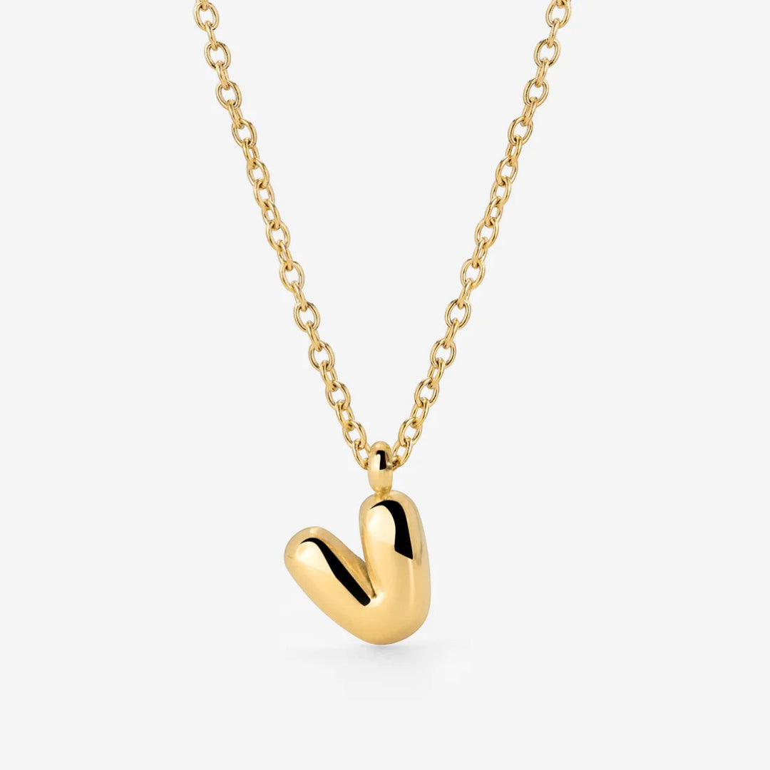 Collier Initiale Plaqué Or pour Femme – Pendentif Lettre Bubble