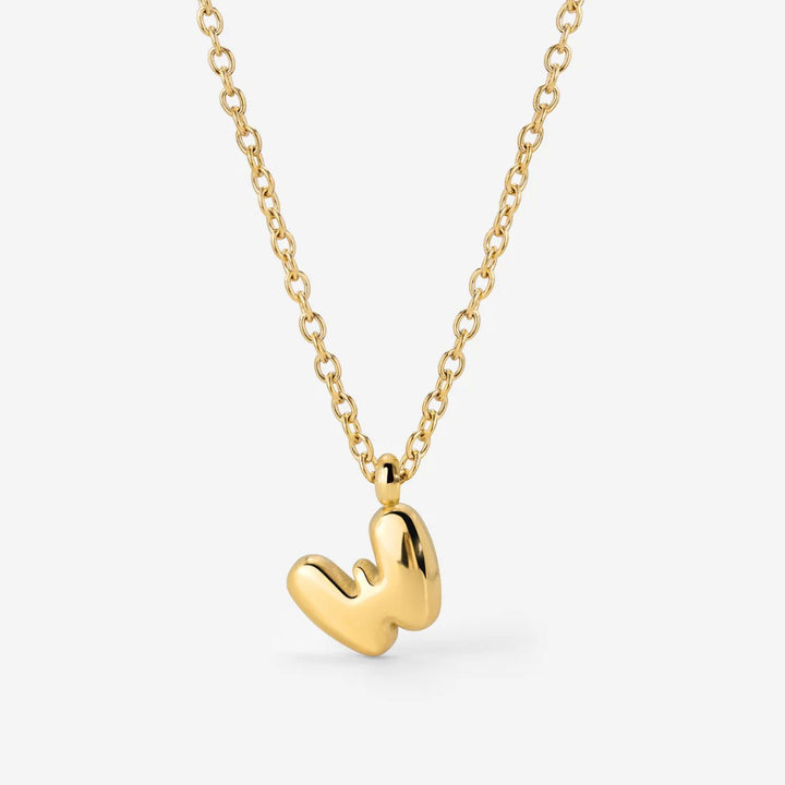 Collier Initiale Plaqué Or pour Femme – Pendentif Lettre Bubble
