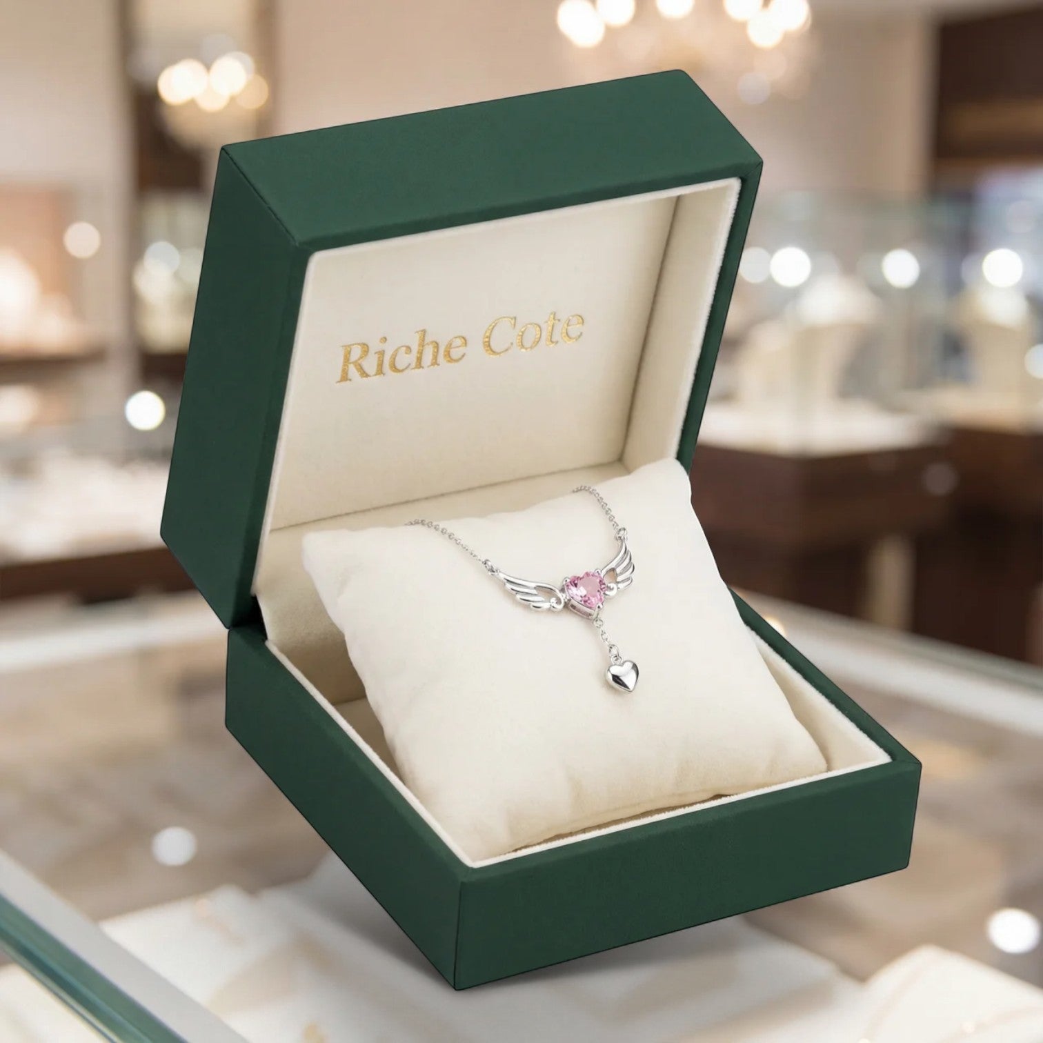 Riche | Collier Cœur Cupidon et Ailes d’Ange Femme