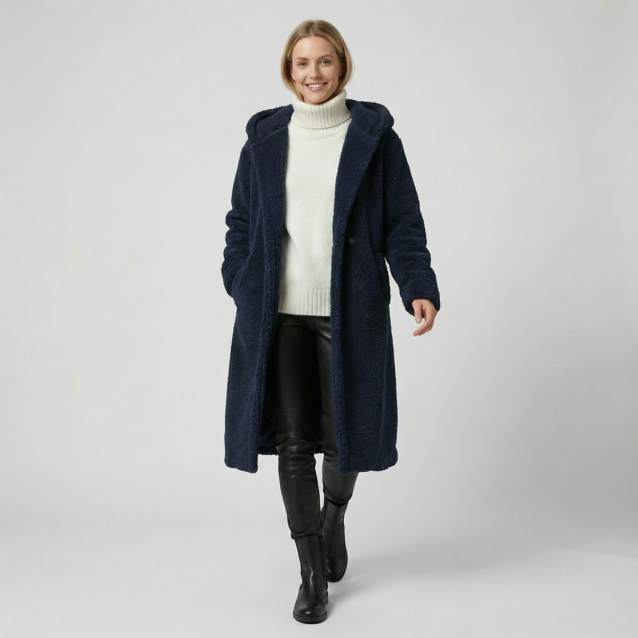 Riche | Manteau long femme en fausse fourrure teddy