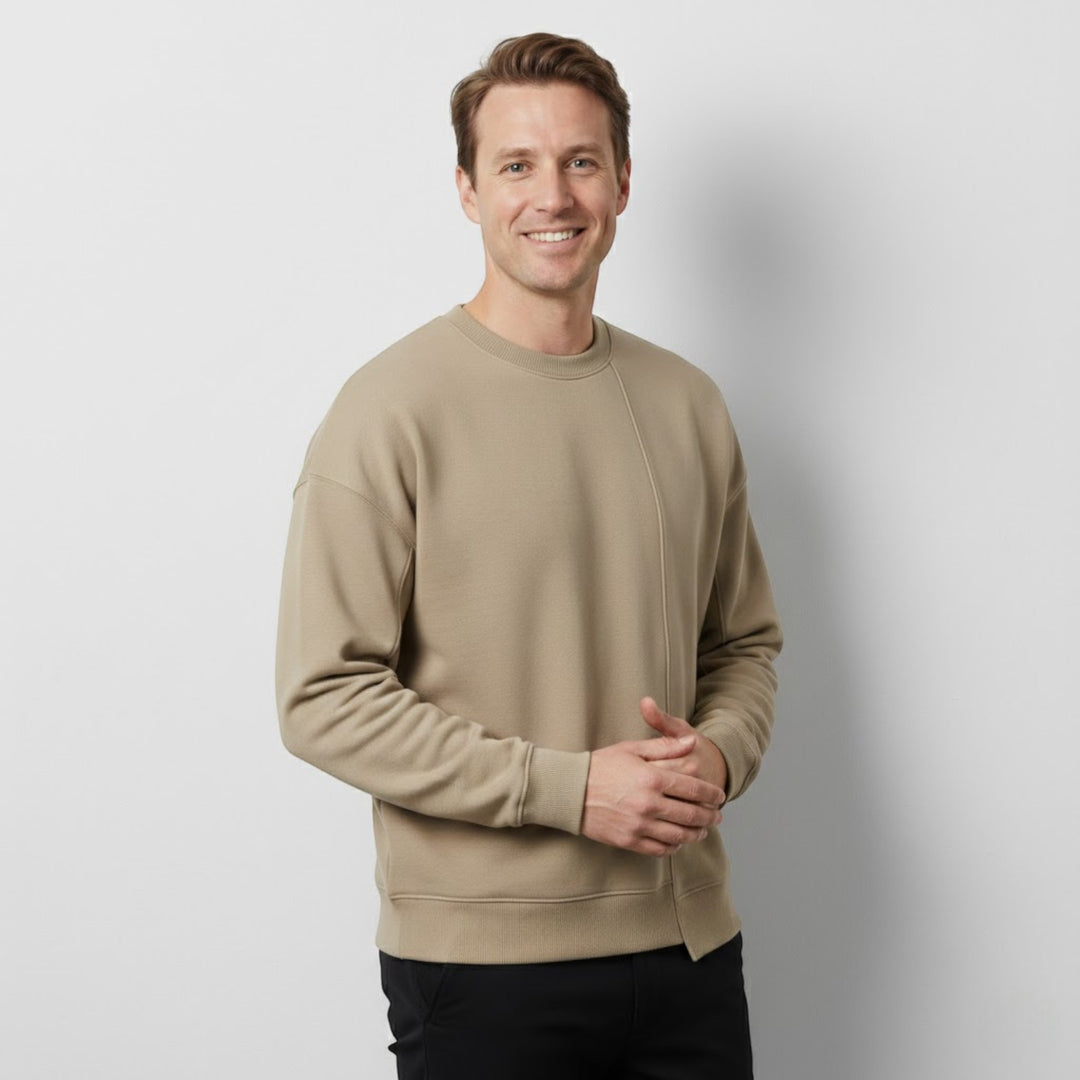 Pull homme en coton mélangé – Coupe décontractée col rond