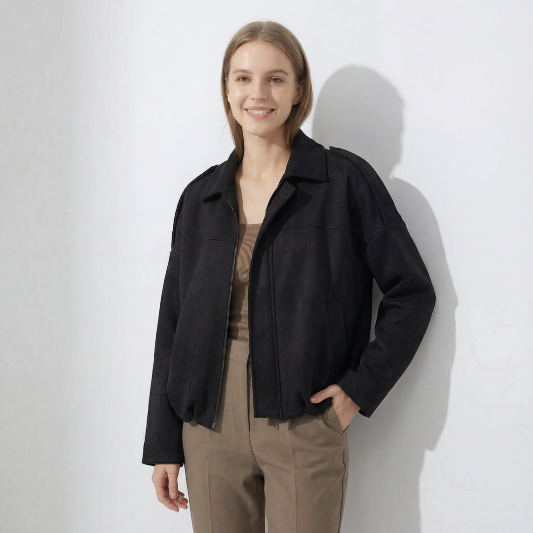 Veste en suédine pour femme – Coupe courte structurée