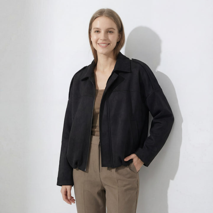 Veste en suédine pour femme – Coupe courte structurée