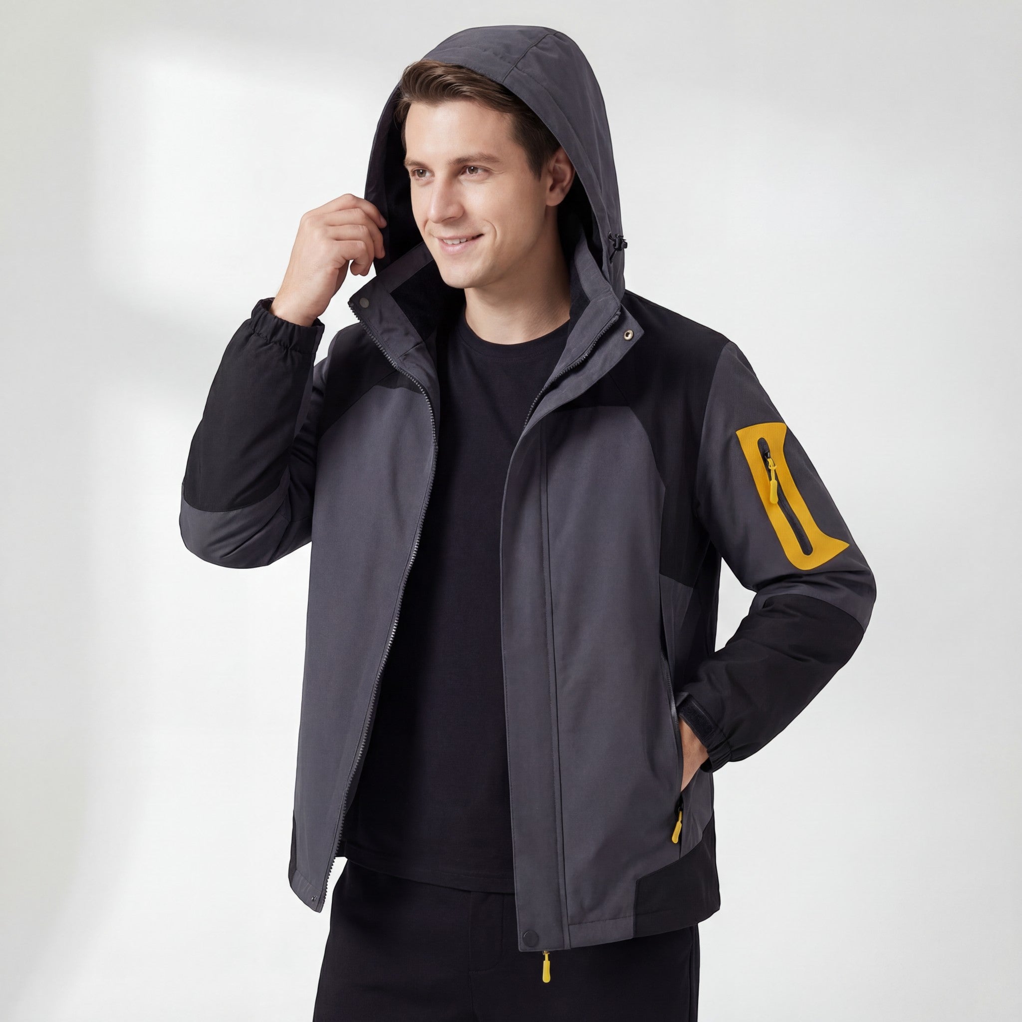 Riche | Veste à Capuche Imperméable et Coupe-Vent 3-en-1 Doublée Polaire pour Homme