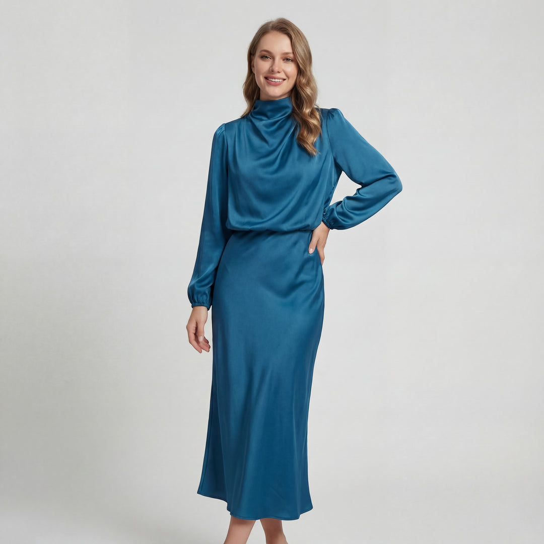 Riche | Satin-Kleid mit Halterkragen für Damen