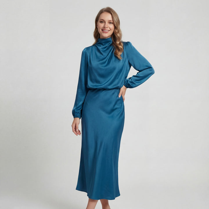 Riche | Satin-Kleid mit Halterkragen für Damen