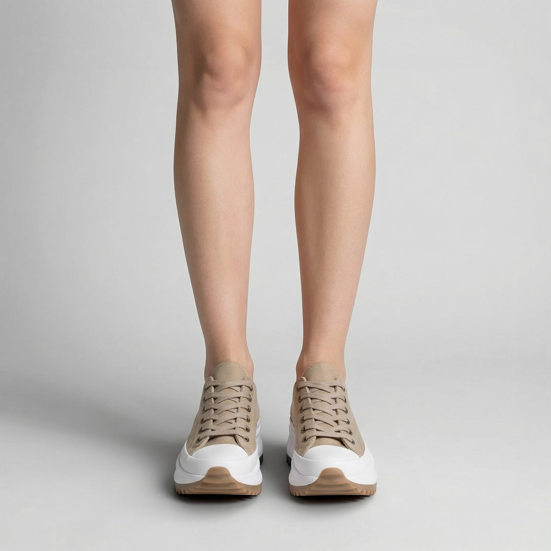 Women's canvas platform sneakers – Lace-up style with cushioning