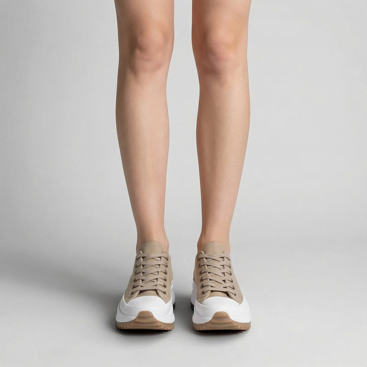 Women's canvas platform sneakers – Lace-up style with cushioning