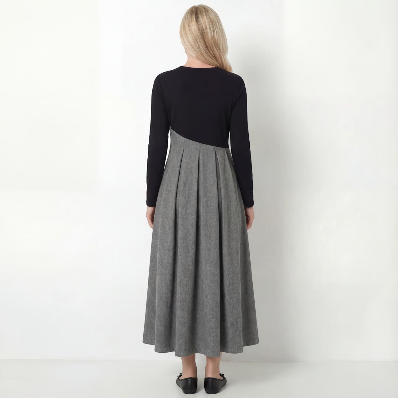 Riche | Robe Maxi Color-Block en Tissu Tissé Souple pour Femme