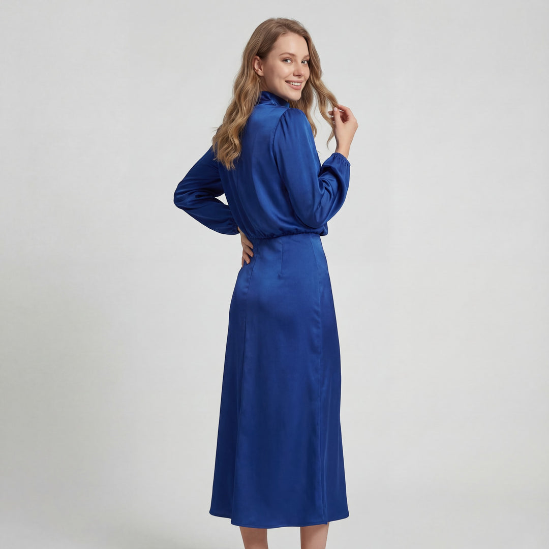 Riche | Satin-Kleid mit Halterkragen für Damen