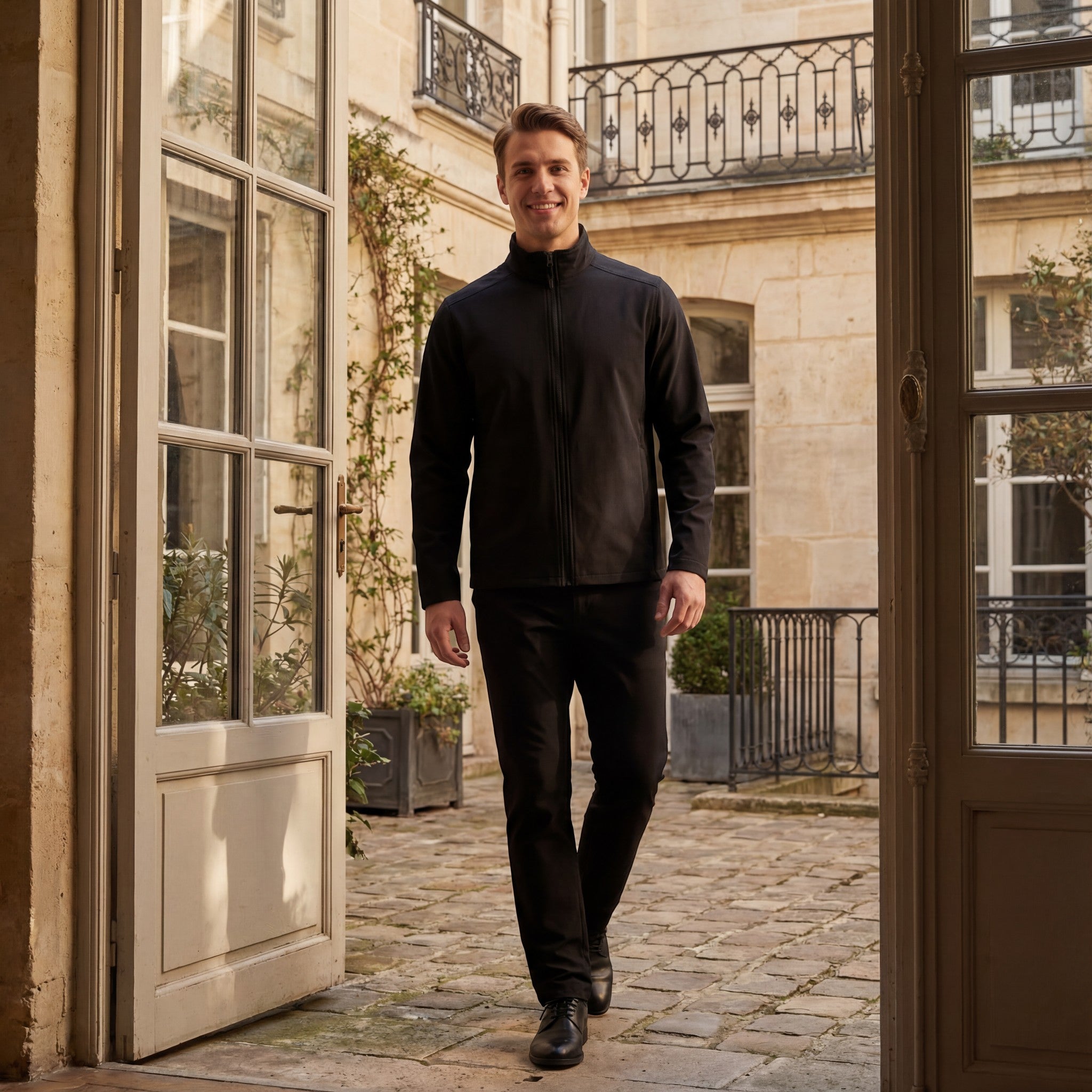 Riche | Veste zippée en tissu lisse pour homme