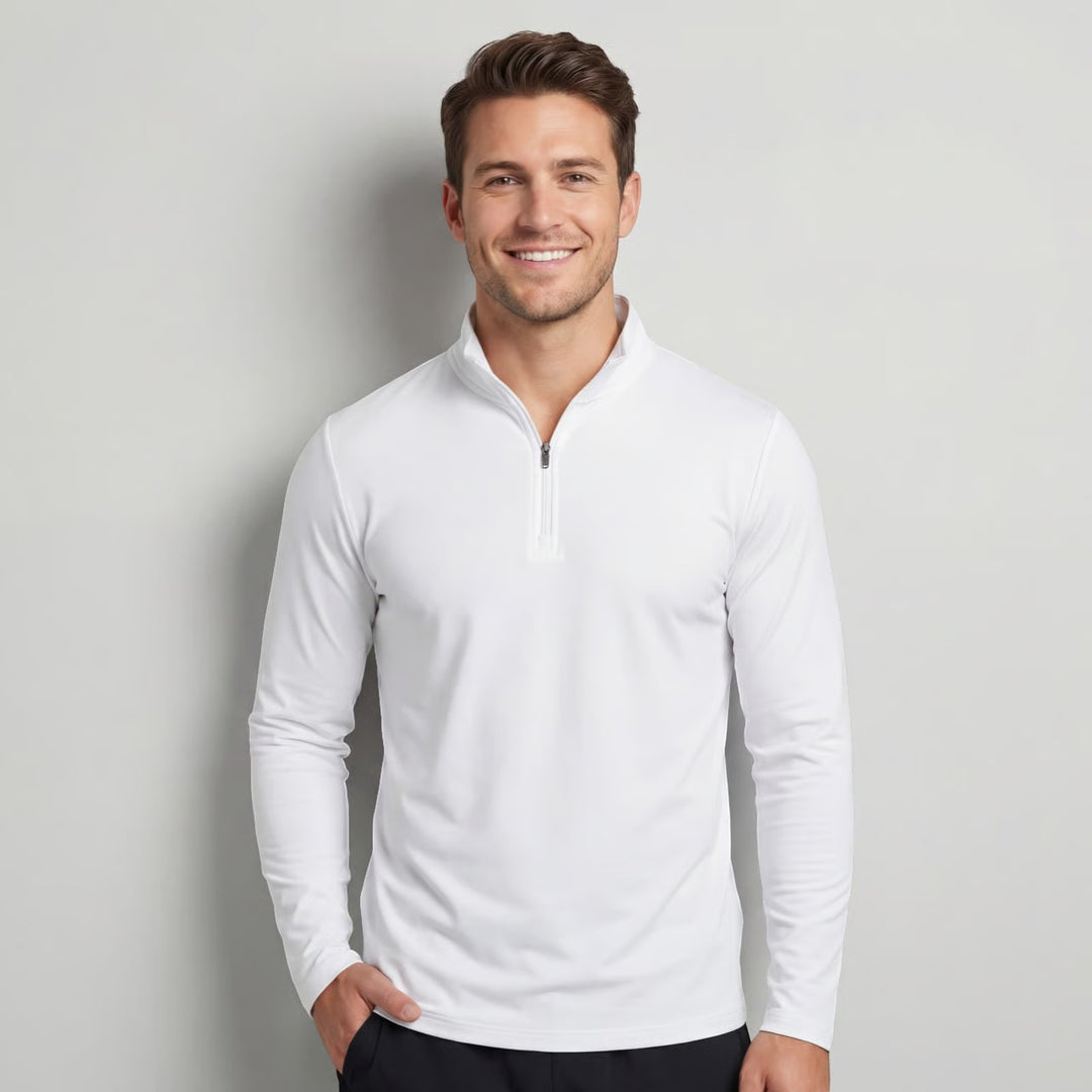 Riche | Quarter Zip Homme Manches Longues – Couche Athlétique Minimaliste