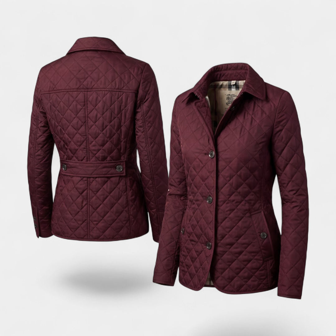 Veste matelassée femme à revers en coton rembourré – Coupe ajustée structurée