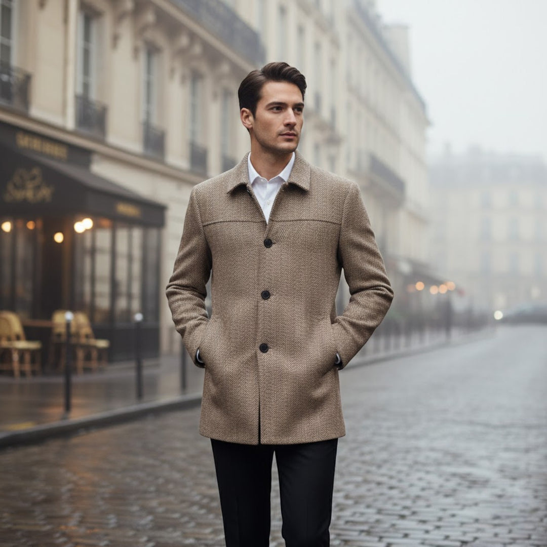 Riche | Men's Wool Coat – Casual Business-Style Lapel Collar