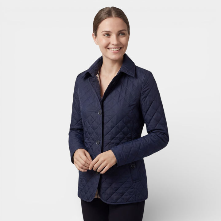 Veste matelassée femme à revers en coton rembourré – Coupe ajustée structurée